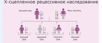 Схема X-сцепленного рецессивного наследования заболеваний